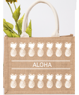 Jute Bag - White Pineapple